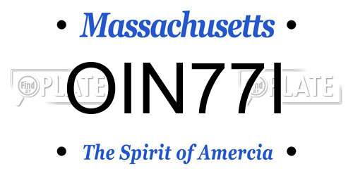 OIN77I Massachusetts License Plate
