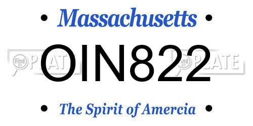 OIN822 Massachusetts License Plate