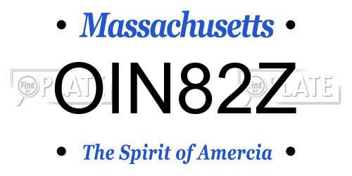 OIN82Z Massachusetts License Plate