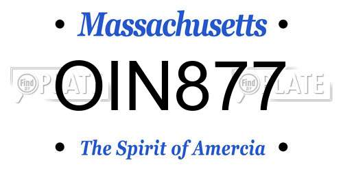 OIN877 Massachusetts License Plate