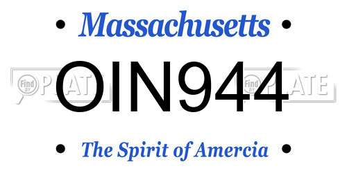 OIN944 Massachusetts License Plate