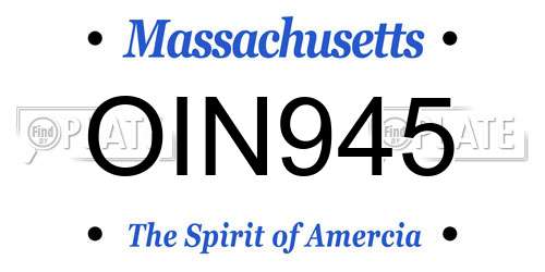 OIN945 Massachusetts License Plate