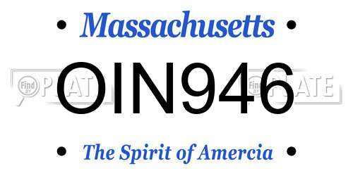 OIN946 Massachusetts License Plate
