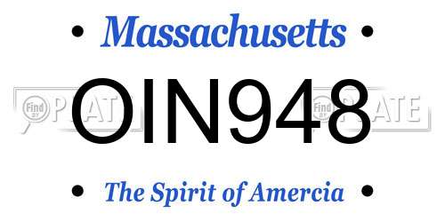 OIN948 Massachusetts License Plate