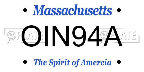 OIN94A Massachusetts License Plate