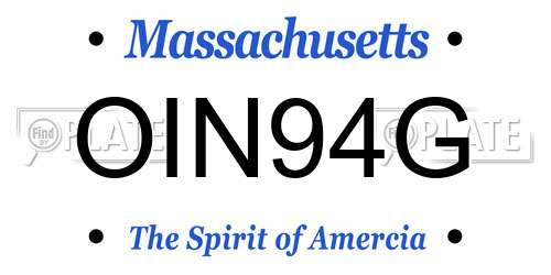 OIN94G Massachusetts License Plate