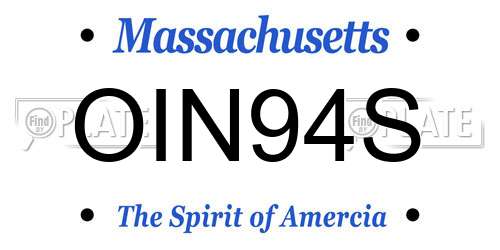 OIN94S Massachusetts License Plate