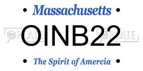 OINB22 Massachusetts License Plate