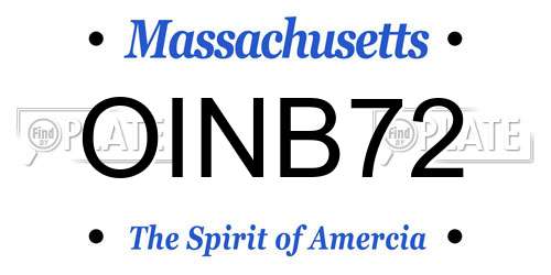 OINB72 Massachusetts License Plate