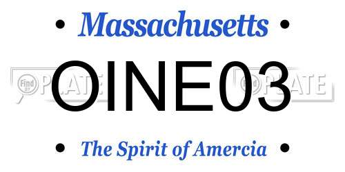 OINE03 Massachusetts License Plate