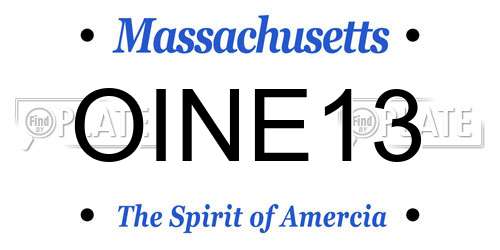 OINE13 Massachusetts License Plate