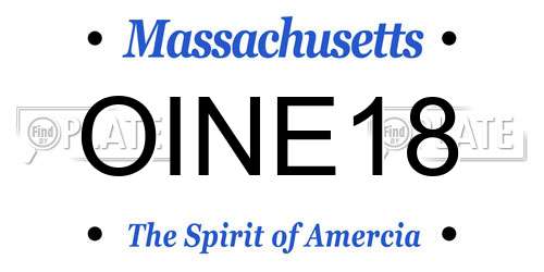 OINE18 Massachusetts License Plate