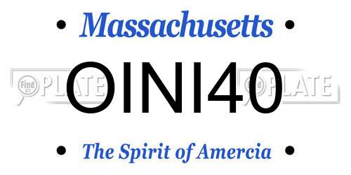 OINI40 Massachusetts License Plate