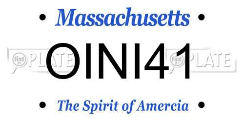 OINI41 Massachusetts License Plate