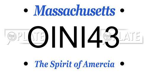 OINI43 Massachusetts License Plate