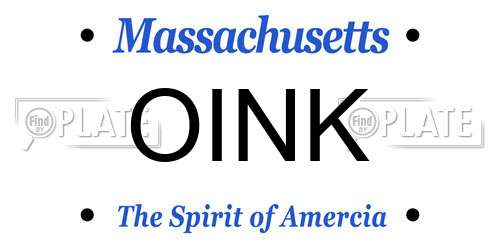 OINK Massachusetts License Plate