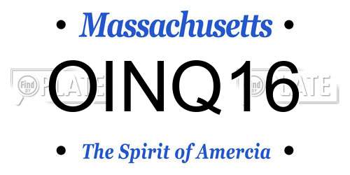 OINQ16 Massachusetts License Plate