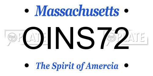 OINS72 Massachusetts License Plate