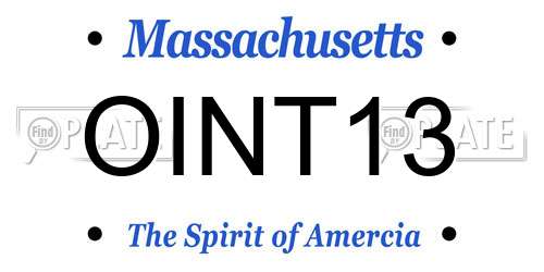 OINT13 Massachusetts License Plate