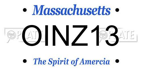 OINZ13 Massachusetts License Plate