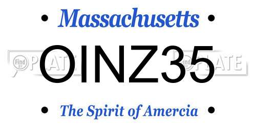 OINZ35 Massachusetts License Plate