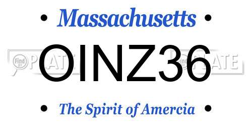OINZ36 Massachusetts License Plate