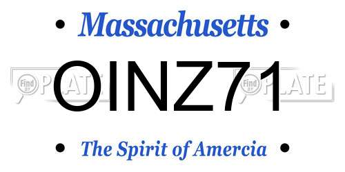 OINZ71 Massachusetts License Plate