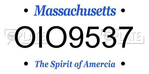 OIO9537 Massachusetts License Plate