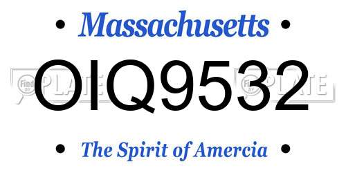 OIQ9532 Massachusetts License Plate