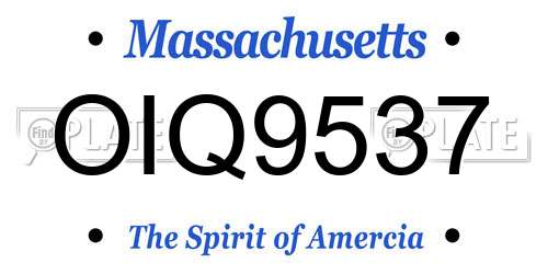 OIQ9537 Massachusetts License Plate