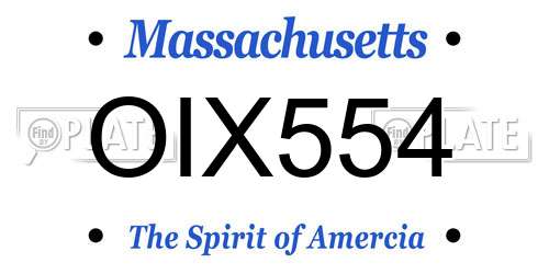 OIX554 Massachusetts License Plate