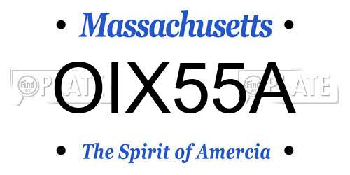 OIX55A Massachusetts License Plate