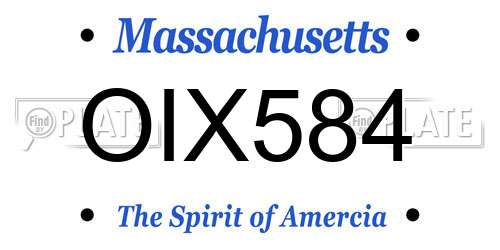 OIX584 Massachusetts License Plate