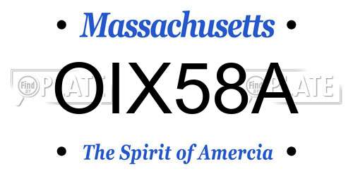 OIX58A Massachusetts License Plate