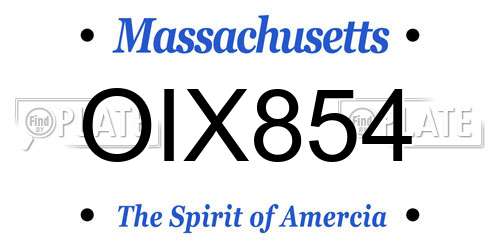 OIX854 Massachusetts License Plate