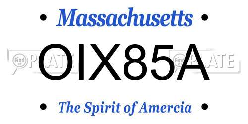 OIX85A Massachusetts License Plate