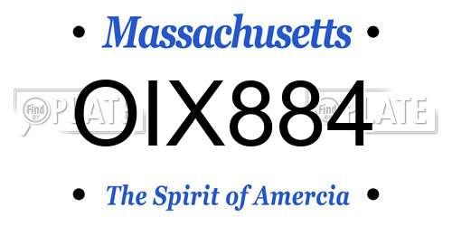 OIX884 Massachusetts License Plate