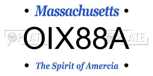 OIX88A Massachusetts License Plate