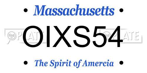 OIXS54 Massachusetts License Plate