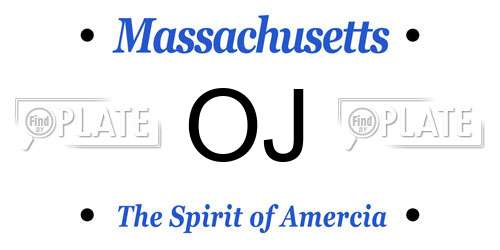 OJ Massachusetts License Plate