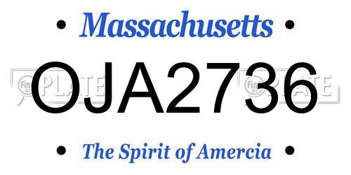 OJA2736 Massachusetts License Plate