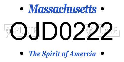 OJD0222 Massachusetts License Plate