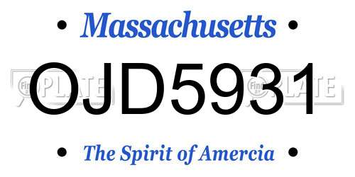 OJD5931 Massachusetts License Plate