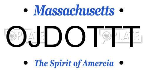 OJDOTTT Massachusetts License Plate