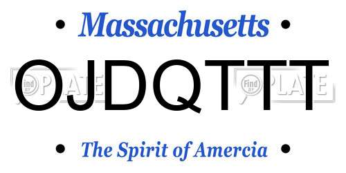 OJDQTTT Massachusetts License Plate