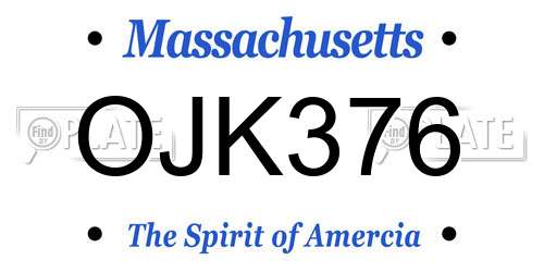 OJK376 Massachusetts License Plate