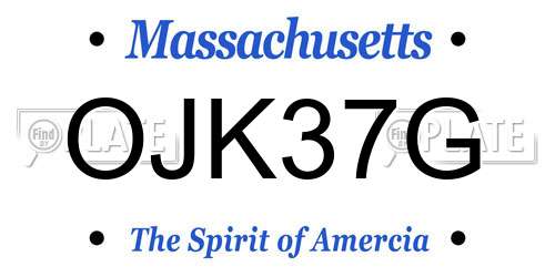 OJK37G Massachusetts License Plate