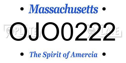 OJO0222 Massachusetts License Plate