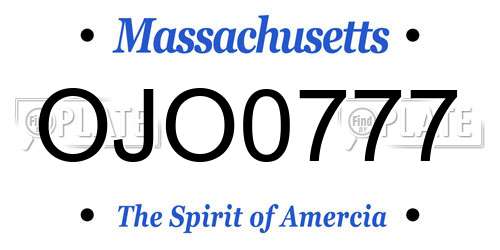 OJO0777 Massachusetts License Plate