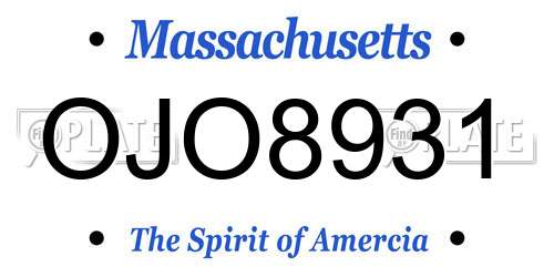 OJO8931 Massachusetts License Plate